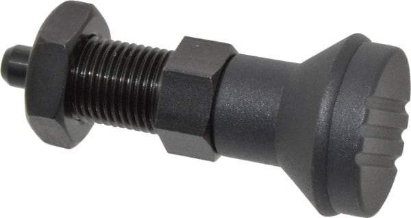 Gibraltar - M16x1.5, 23mm Thread Length, 8mm Plunger Diam, Knob Handle Indexing Plunger - Plunger Style B, 26mm Body Length, 74mm OAL, Steel - Apex Tool & Supply