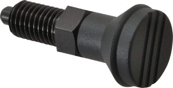 Gibraltar - 5/8-11, 23mm Thread Length, 8mm Plunger Diam, Knob Handle Indexing Plunger - Plunger Style A, 26mm Body Length, 74mm OAL, Steel - Apex Tool & Supply