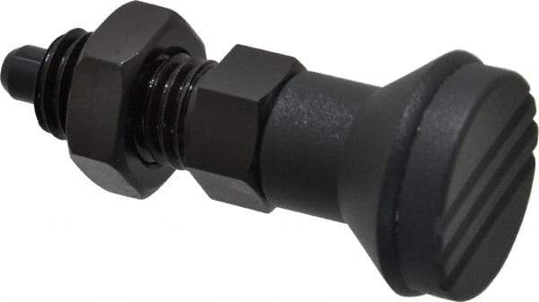 Gibraltar - 5/8-11, 23mm Thread Length, 8mm Plunger Diam, Knob Handle Indexing Plunger - Plunger Style B, 26mm Body Length, 74mm OAL, Steel - Apex Tool & Supply