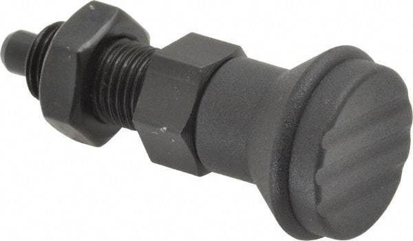 Gibraltar - 3/8-24, 15mm Thread Length, 5mm Plunger Diam, Knob Handle Indexing Plunger - Plunger Style B, 17mm Body Length, 47mm OAL, Steel - Apex Tool & Supply