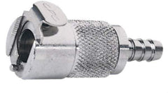 CPC Colder Products - 3/8" Inside Tube Diam, Brass, Quick Disconnect, Hose Barb Valved Inline Coupling Body - 250 Max psi, -40 to 180°F, 2" OAL x 0.89" Overall Height, Chrome Plated - Apex Tool & Supply