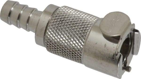 CPC Colder Products - 5/16" Inside Tube Diam, Brass, Quick Disconnect, Hose Barb Valved Inline Coupling Body - -40 to 180°F, 2" OAL x 0.89" Overall Height, Chrome Plated - Apex Tool & Supply