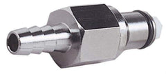 CPC Colder Products - 3/8" Inside Tube Diam, Brass, Quick Disconnect, Hose Barb Valved Inline Coupling Insert - 250 Max psi, -40 to 180°F, 1.87" OAL x 0.65" Overall Height, Chrome Plated - Apex Tool & Supply