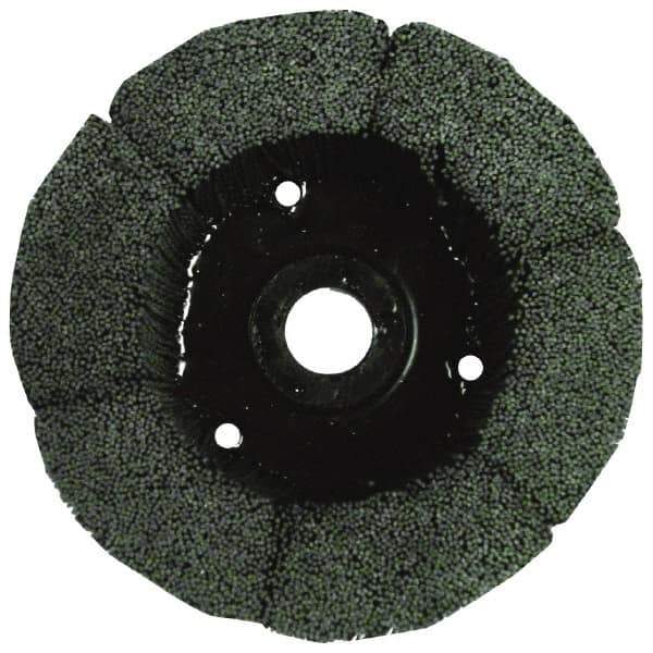 Osborn - 4" 80 Grit Silicon Carbide Crimped Disc Brush - Medium Grade, Plain Hole Connector, 1-1/2" Trim Length, 3/4" Shank Diam, 7/8" Arbor Hole - Apex Tool & Supply