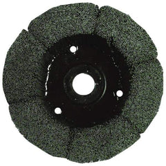 Osborn - 4" 80 Grit Silicon Carbide Crimped Disc Brush - Medium Grade, Plain Hole Connector, 1-1/2" Trim Length, 3/4" Shank Diam, 7/8" Arbor Hole - Apex Tool & Supply