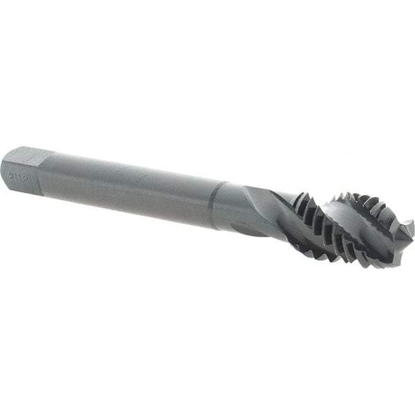 Emuge - 7/16-14 UNC 3 Flute 2B Modified Bottoming Spiral Flute Tap - Cobalt, Oxide Finish, 3-5/32" OAL, Right Hand Flute, Right Hand Thread, Series Enorm - Apex Tool & Supply