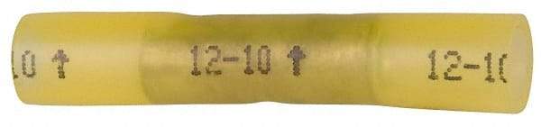 3M - 12 to 10 AWG Compatible, Heat Shrink Partially Insulated, Crimp-On Butt Splice Terminal - Yellow - Apex Tool & Supply