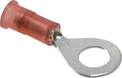 3M - 22-18 AWG Partially Insulated Crimp Connection Circular Ring Terminal - 1/4" Stud, Copper Contact - Apex Tool & Supply
