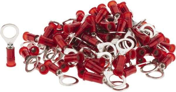 3M - 22-18 AWG Partially Insulated Crimp Connection Circular Ring Terminal - 5/16" Stud, Copper Contact - Apex Tool & Supply