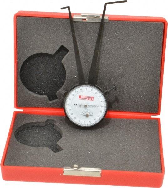 SPI - 1-7/8 to 2-7/8" Inside Dial Caliper Gage - 0.001" Graduation, 0.038mm Accuracy, 3-1/4" Leg Length, Ball Contact Points - Apex Tool & Supply
