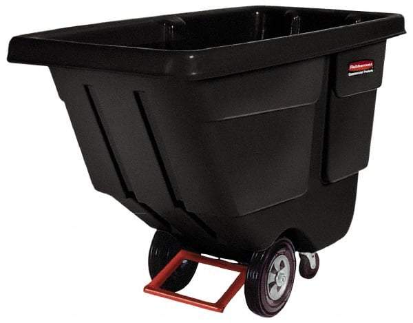 Rubbermaid - 850 Lb Load Capacity, 1 Cu Yd, Polyethylene Tilt Truck - 33-1/2" Wide x 72-1/4" Long x 43-3/4" High, Black - Apex Tool & Supply
