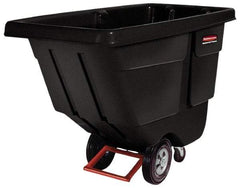 Rubbermaid - 850 Lb Load Capacity, 1 Cu Yd, Polyethylene Tilt Truck - 33-1/2" Wide x 72-1/4" Long x 43-3/4" High, Black - Apex Tool & Supply