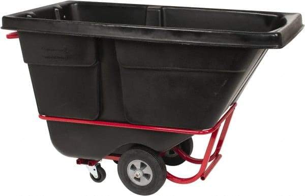 Rubbermaid - 1,400 Lb Load Capacity, 1/2 Cu Yd, Polyethylene Tilt Truck - 28" Wide x 60-1/2" Long x 38-5/8" High, Black - Apex Tool & Supply