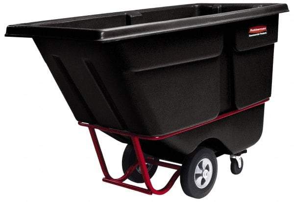 Rubbermaid - 2,100 Lb Load Capacity, 1 Cu Yd, Polyethylene Tilt Truck - 33-1/2" Wide x 72-1/4" Long x 43-3/4" High, Black - Apex Tool & Supply