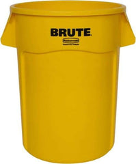 Rubbermaid - 55 Gal Yellow Round Trash Can - Polyethylene, None Graphic, 33.2" High, Lid Not Included - Apex Tool & Supply