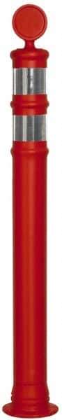 PRO-SAFE - 42" High x 4" Wide Reflective Delineator Post - Plastic, 2 Lbs, Fluorescent Orange - Apex Tool & Supply
