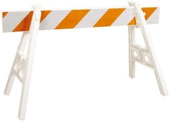 PRO-SAFE - 24 Inch Wide x 40 Inch High, Reflective, Plastic A Frame Barricade without Rail - 7 Lbs., White and Orange - Apex Tool & Supply