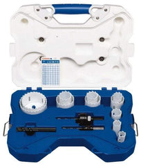 Lenox - 15 Piece, 3/4" to 3" Saw Diam, Contractor's Hole Saw Kit - Carbide-Tipped, Toothed Edge, Pilot Drill Model No. 123CT, Includes 11 Hole Saws - Apex Tool & Supply