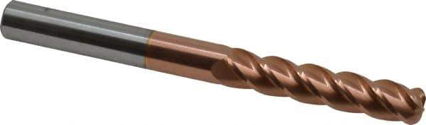 Accupro - 3/8", 4 Flute, Single End, Solid Carbide, 1/8" Corner Radius End Mill - 4" OAL, 40° Helix, Right Hand Flute, 1-3/4" LOC, Right Hand Cut - Apex Tool & Supply
