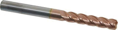 Accupro - 3/8", 4 Flute, Single End, Solid Carbide, 0.06" Corner Radius End Mill - 4" OAL, 40° Helix, Right Hand Flute, 1-3/4" LOC, Right Hand Cut - Apex Tool & Supply