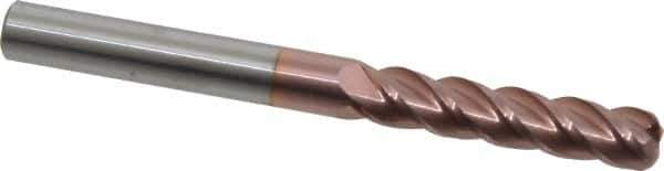 Accupro - 3/8", 4 Flute, Single End, Solid Carbide, 0.09" Corner Radius End Mill - 4" OAL, 40° Helix, Right Hand Flute, 1-3/4" LOC, Right Hand Cut - Apex Tool & Supply