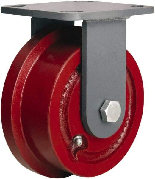 Hamilton - 4-15/16" Diam x 1-7/16" Wide x 6-1/8" OAH Top Plate Mount Rigid Caster - Iron, 1,000 Lb Capacity, Tapered Roller Bearing, 4 x 4-1/2" Plate - Apex Tool & Supply