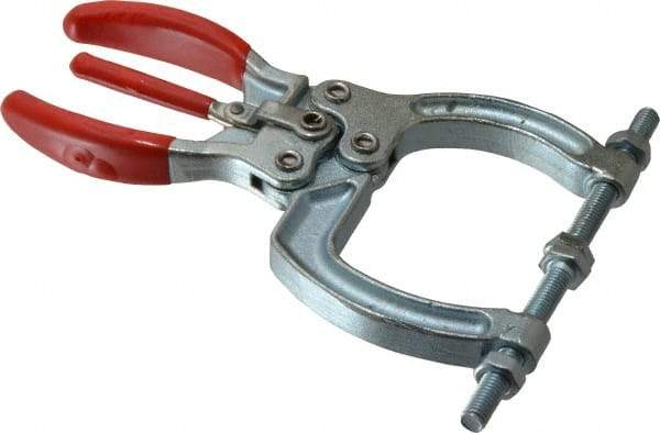 De-Sta-Co - 2224.11 N Load Capacity, 1.83" Throat Depth, 5.52" OAL, Carbon Steel, C Style Plier Clamp - 3.38" Max Jaw Capacity, M6x1 Spindle, 3.38" Open Throat Height, Red Handle, Spindle End - Apex Tool & Supply