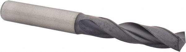 Kennametal - 8.99922mm 140° Spiral Flute Solid Carbide Screw Machine Drill Bit - Multilayer TiAlN Finish, Right Hand Cut, 47mm Flute Length, 89mm OAL, Standard Point, Straight Shank - Apex Tool & Supply