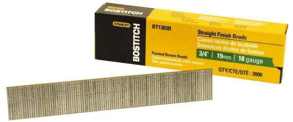 Stanley Bostitch - 18 Gauge 3/4" Long Brad Nails for Power Nailers - Steel, Galvanized Finish, Brad Head, Chisel Point - Apex Tool & Supply