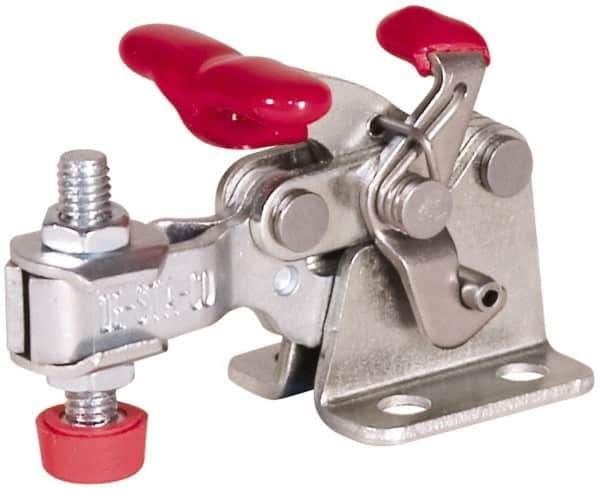 De-Sta-Co - 150 Lb Holding Capacity, Horizontal Handle, Manual Hold Down Toggle Clamp - 170° Handle Movement, 90° Bar Opening, U-Bar, Flanged Base, Electro-Plated Zinc, Carbon Steel - Apex Tool & Supply