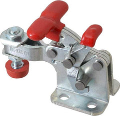 De-Sta-Co - 350 Lb Holding Capacity, Horizontal Handle, Manual Hold Down Toggle Clamp - 173° Handle Movement, 92° Bar Opening, U-Bar, Flanged Base, Electro-Plated Zinc, Carbon Steel - Apex Tool & Supply