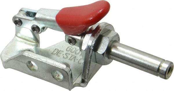 De-Sta-Co - 150 Lb Load Capacity, Flanged Base, Carbon Steel, Standard Straight Line Action Clamp - 3 Mounting Holes, 0.19" Mounting Hole Diam, 0.28" Plunger Diam, Thumb Handle - Apex Tool & Supply