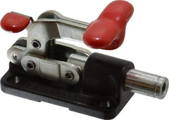 De-Sta-Co - 560 Lb Load Capacity, Flanged Base, Carbon Steel, Standard Straight Line Action Clamp - 4 Mounting Holes, 0.22" Mounting Hole Diam, 0.39" Plunger Diam, T-Handle Handle - Apex Tool & Supply
