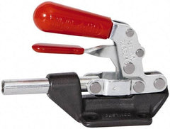 De-Sta-Co - 600 Lb Load Capacity, Flanged Base, Carbon Steel, Standard Straight Line Action Clamp - 4 Mounting Holes, 0.27" Mounting Hole Diam, 0.44" Plunger Diam, Straight Handle - Apex Tool & Supply