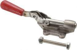 De-Sta-Co - 840 Lb Load Capacity, Flanged Base, Stainless Steel, Standard Straight Line Action Clamp - 4 Mounting Holes, 0.27" Mounting Hole Diam, 0.44" Plunger Diam, Straight Handle - Apex Tool & Supply