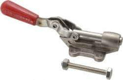 De-Sta-Co - 840 Lb Load Capacity, Flanged Base, Stainless Steel, Standard Straight Line Action Clamp - 4 Mounting Holes, 0.27" Mounting Hole Diam, 0.44" Plunger Diam, Straight Handle - Apex Tool & Supply