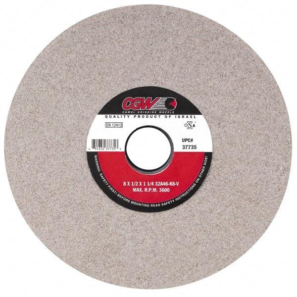 Camel Grinding Wheels - 14" Diam x 5" Hole x 1" Thick, I Hardness, 46 Grit Surface Grinding Wheel - Aluminum Oxide, Type 1, Coarse Grade, 1,910 Max RPM, Vitrified Bond, No Recess - Apex Tool & Supply