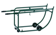 Drum Cradles - 1" O.D. x 14 Gauge Steel Tubing - Bung Drain is 21" off the floor in horizontal position - 5" Rubber wheels - 3" Rubber casters - Apex Tool & Supply