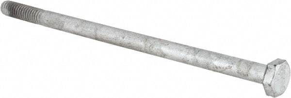 Value Collection - 1/4-20 UNC, 5" Length Under Head Hex Head Cap Screw - Partially Threaded, Grade 5 Steel, Hot Dipped Galvanized Finish, 7/16" Hex - Apex Tool & Supply