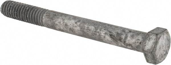 Value Collection - 5/16-18 UNC, 3" Length Under Head Hex Head Cap Screw - Partially Threaded, Grade 5 Steel, Hot Dipped Galvanized Finish, 1/2" Hex - Apex Tool & Supply