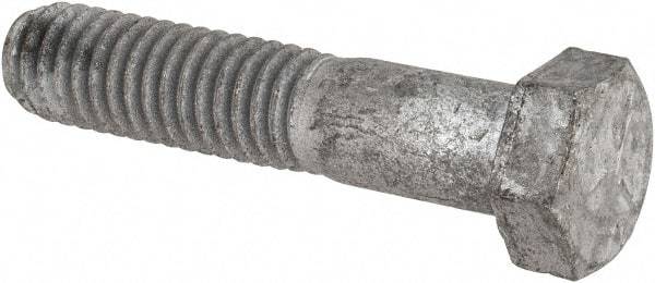 Value Collection - 3/8-16 UNC, 1-3/4" Length Under Head Hex Head Cap Screw - Partially Threaded, Grade 5 Steel, Hot Dipped Galvanized Finish, 9/16" Hex - Apex Tool & Supply