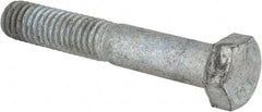Value Collection - 3/8-16 UNC, 2-1/4" Length Under Head Hex Head Cap Screw - Partially Threaded, Grade 5 Steel, Hot Dipped Galvanized Finish, 9/16" Hex - Apex Tool & Supply