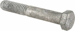 Value Collection - 3/8-16 UNC, 2-1/2" Length Under Head Hex Head Cap Screw - Partially Threaded, Grade 5 Steel, Hot Dipped Galvanized Finish, 9/16" Hex - Apex Tool & Supply