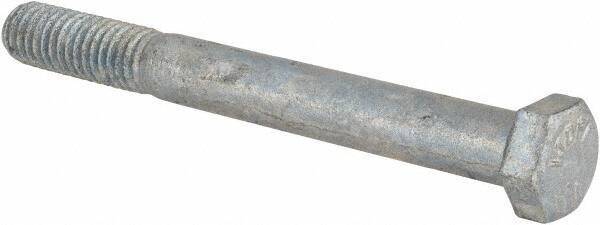 Value Collection - 3/8-16 UNC, 3-1/2" Length Under Head Hex Head Cap Screw - Partially Threaded, Grade 5 Steel, Hot Dipped Galvanized Finish, 9/16" Hex - Apex Tool & Supply
