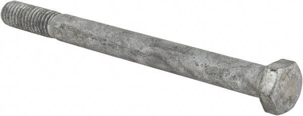 Value Collection - 3/8-16 UNC, 4-1/2" Length Under Head Hex Head Cap Screw - Partially Threaded, Grade 5 Steel, Hot Dipped Galvanized Finish, 9/16" Hex - Apex Tool & Supply