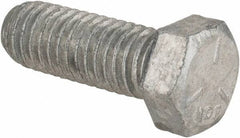 Value Collection - 7/16-14 UNC, 1-1/4" Length Under Head Hex Head Cap Screw - Fully Threaded, Grade 5 Steel, Hot Dipped Galvanized Finish, 5/8" Hex - Apex Tool & Supply