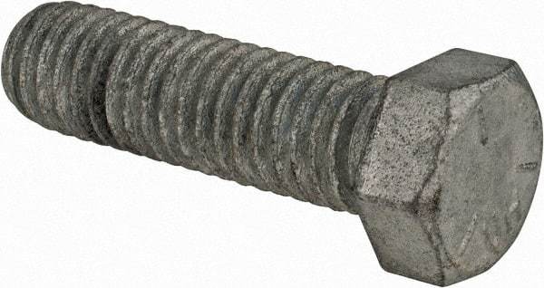 Value Collection - 7/16-14 UNC, 1-1/2" Length Under Head Hex Head Cap Screw - Partially Threaded, Grade 5 Steel, Hot Dipped Galvanized Finish, 5/8" Hex - Apex Tool & Supply