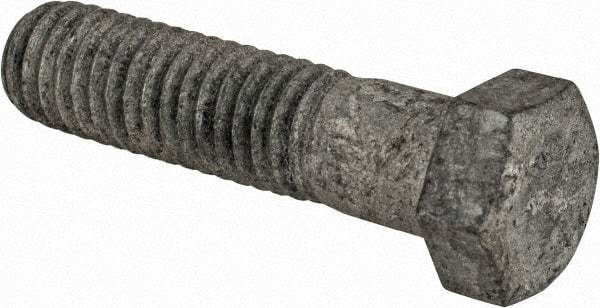 Value Collection - 7/16-14 UNC, 1-3/4" Length Under Head Hex Head Cap Screw - Partially Threaded, Grade 5 Steel, Hot Dipped Galvanized Finish, 5/8" Hex - Apex Tool & Supply