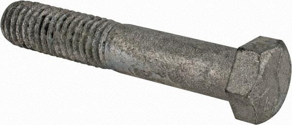 Value Collection - 7/16-14 UNC, 2-1/2" Length Under Head Hex Head Cap Screw - Partially Threaded, Grade 5 Steel, Hot Dipped Galvanized Finish, 5/8" Hex - Apex Tool & Supply