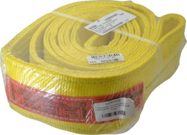 Lift-All - 6' Long x 4" Wide, 20,700 Lb Vertical Capacity, 2 Ply, Polyester Web Sling - 16,500 Lb Choker Capacity, Yellow - Apex Tool & Supply